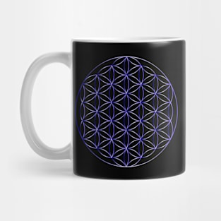 Flower of Life Sacred Geometry Blue Metal Mug